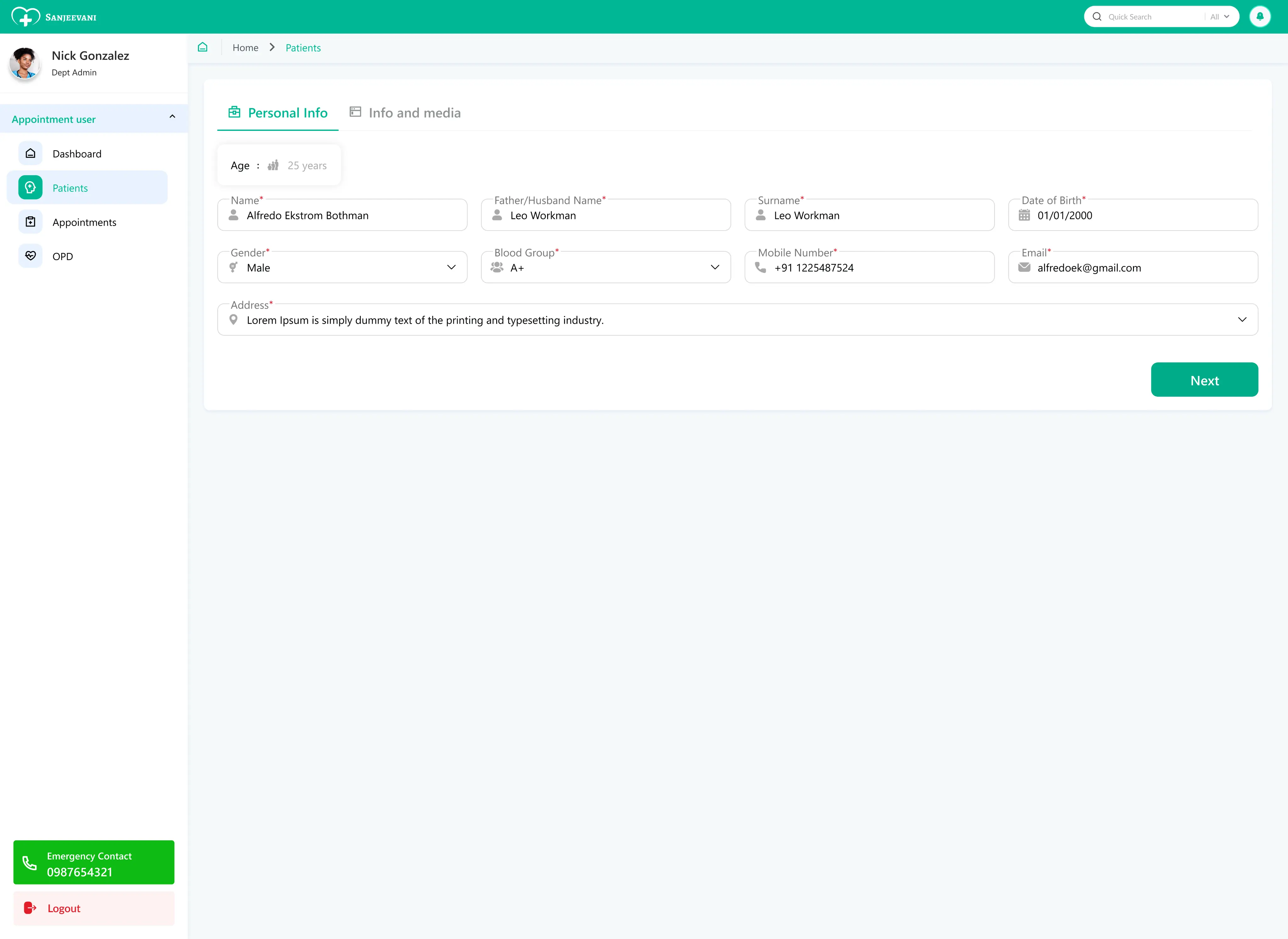 Patient Personal Info